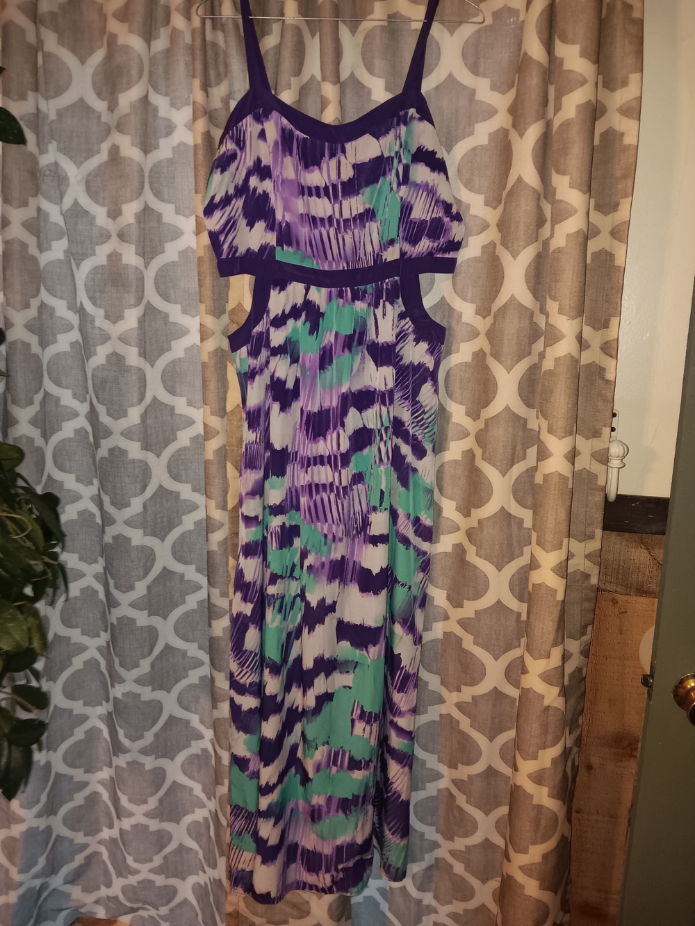 Soprano Purple, Teal & White Printed Maxi Dress